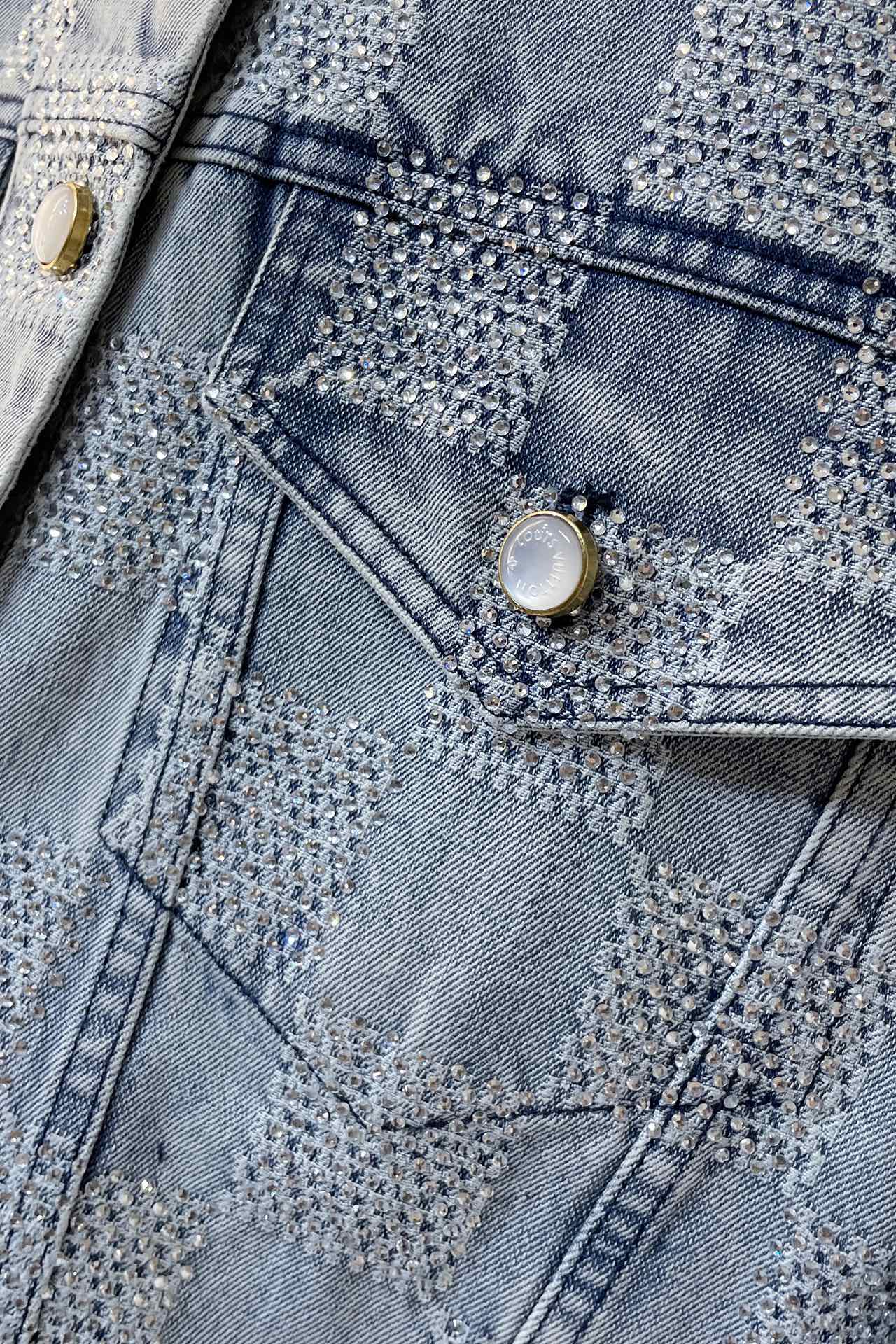 LV crystal denim jacket+pant