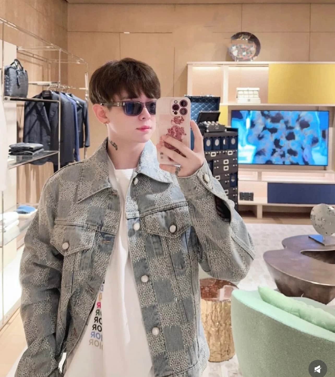 LV crystal denim jacket+pant