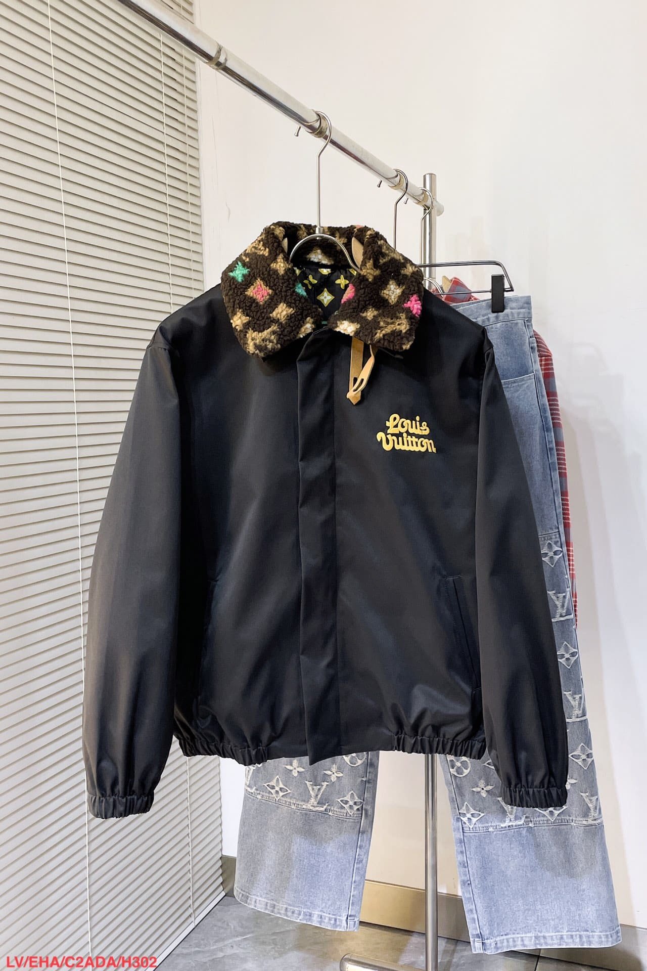 Cotton Aviator Jacket With Monogram Fleece Collar