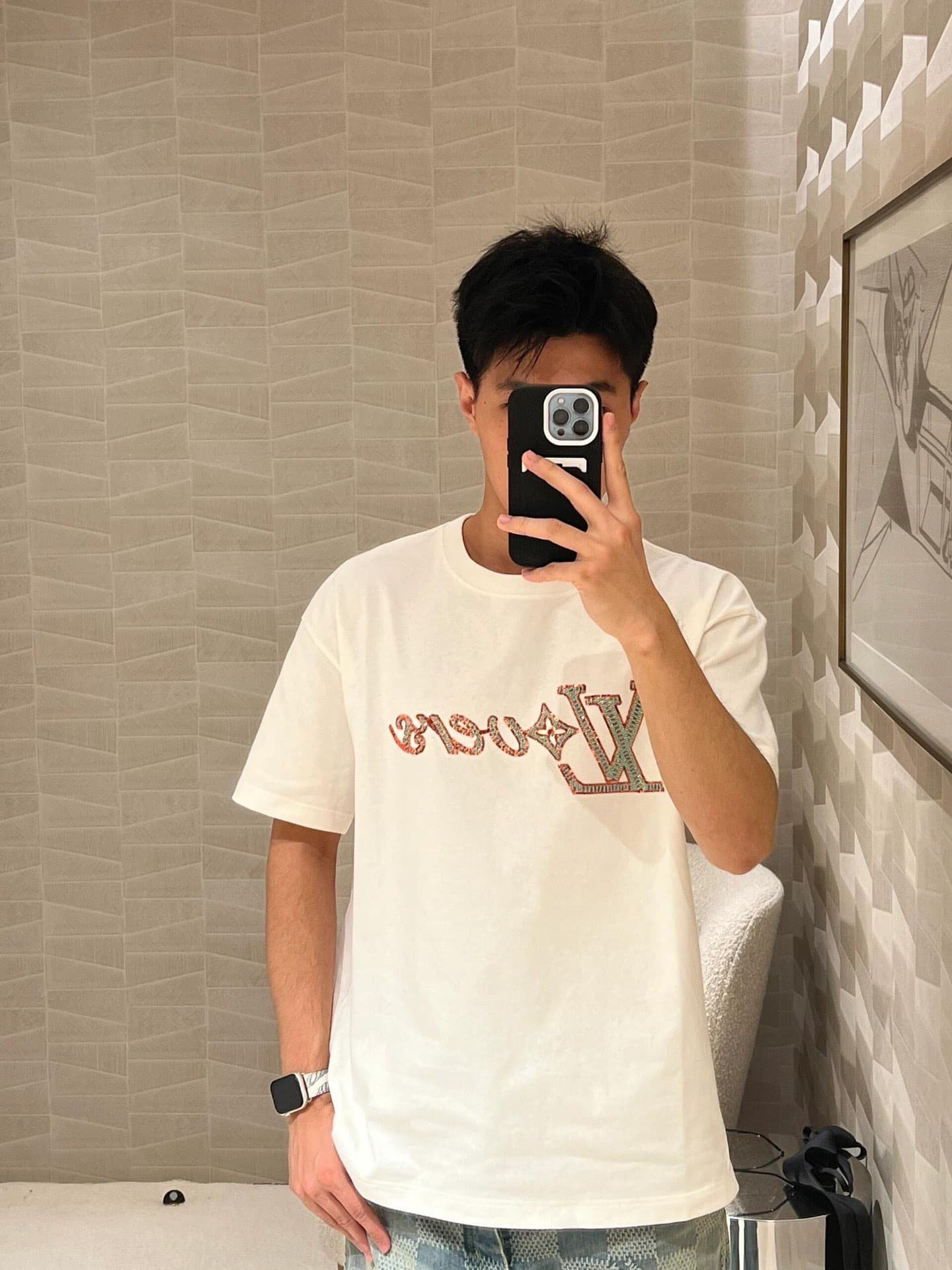LV Embroidered Short-Sleeved T-Shirt