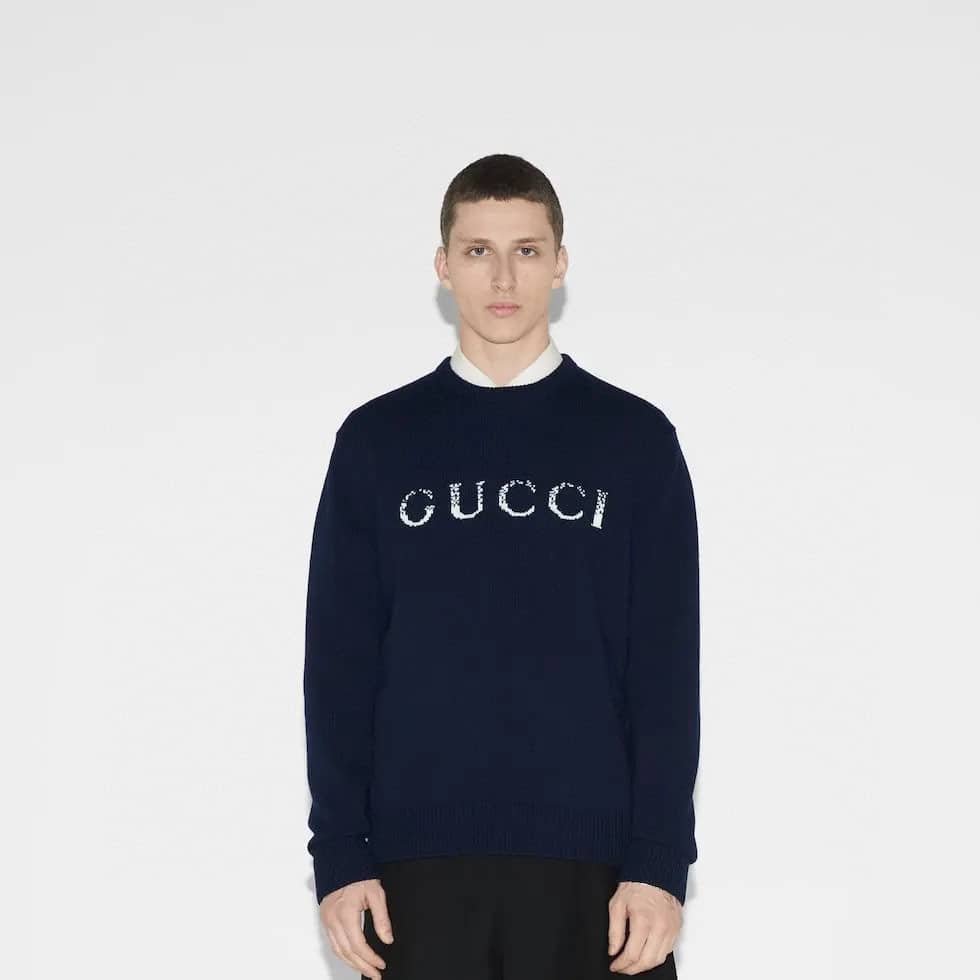 Wool sweater with Gucci intarsia