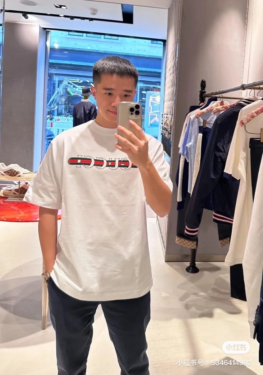 Cotton jersey T-shirt with gucci print