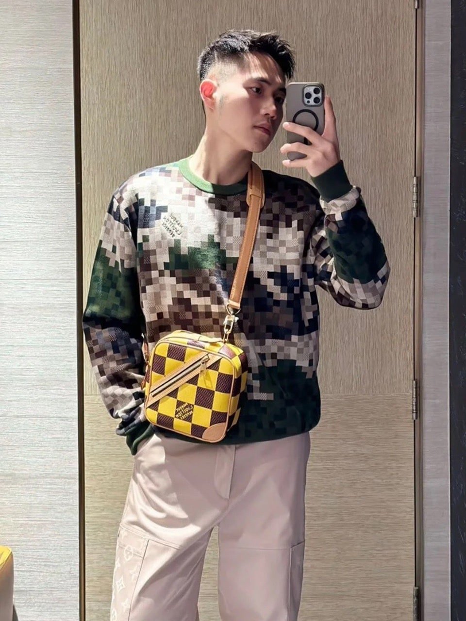 Damier Cotton Jacquard Pullover
