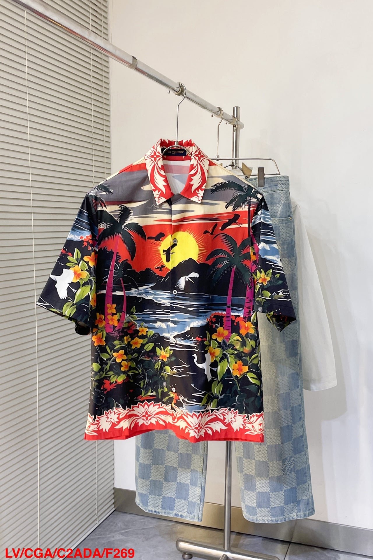 LV Printed Short-Sleeved Cotton Shirt