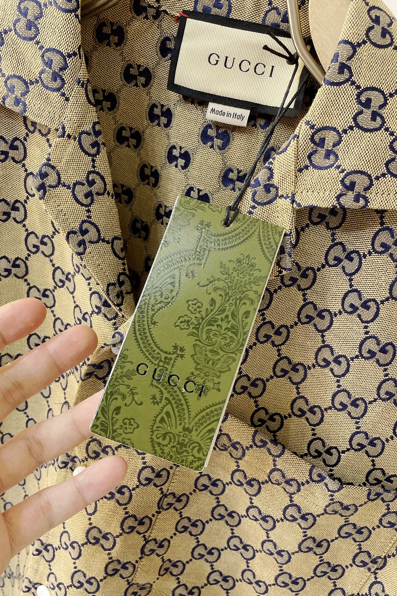 Gucci gg linen blend canvas shirt+gg supreme linen shorts
