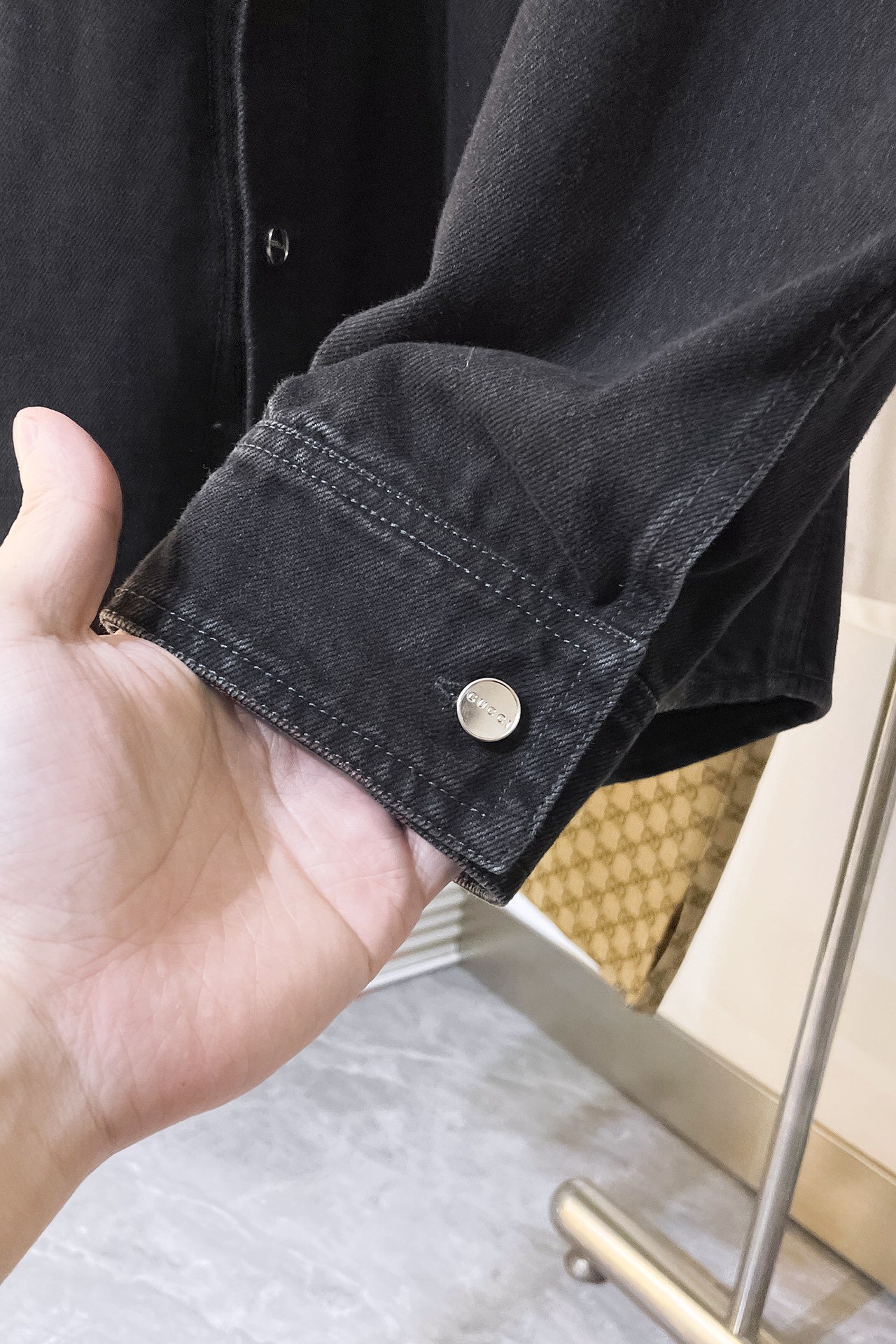 Denim shirt with Gucci embroidery