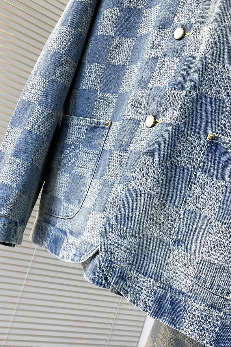 LV Damier Denim Chic Jacket+Damier Bootcut Denim Pants