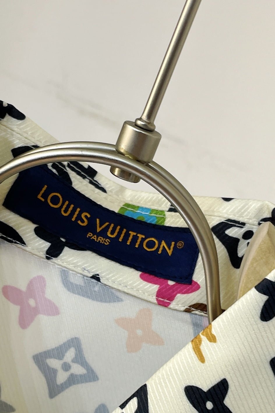 LV Monogram Printed Short-Sleeved Silk Shirt+Monogram Printed Silk Shorts