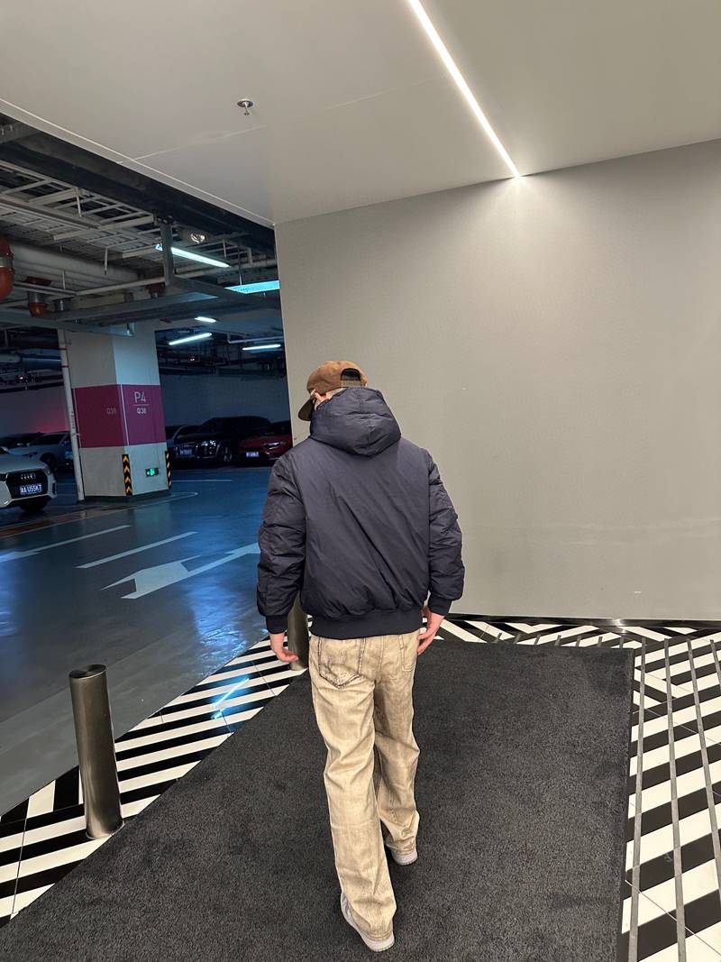 Hooded Re-Nylon down jacket