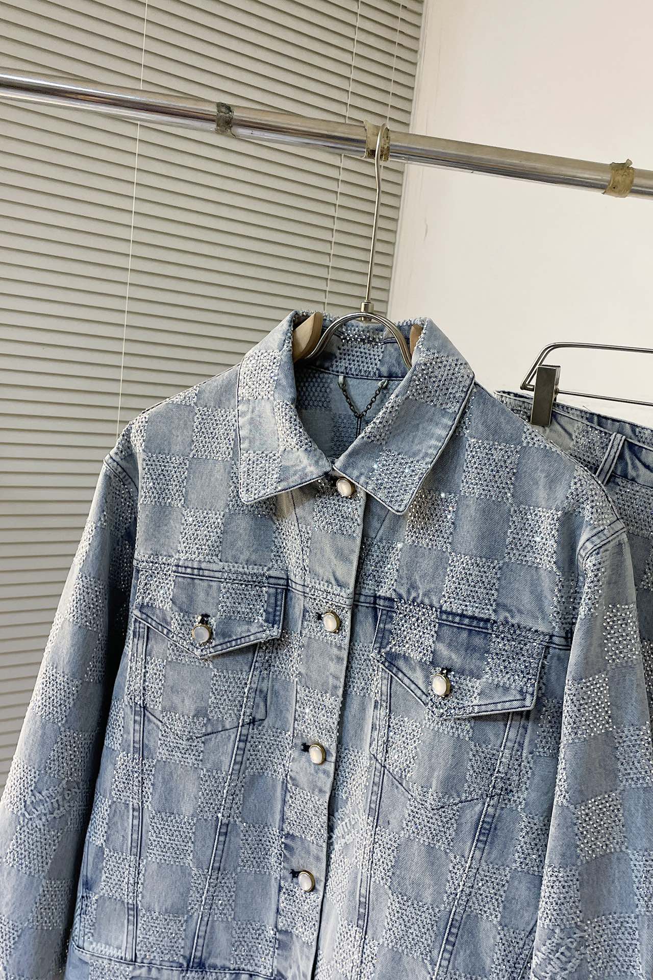 LV crystal denim jacket+pant