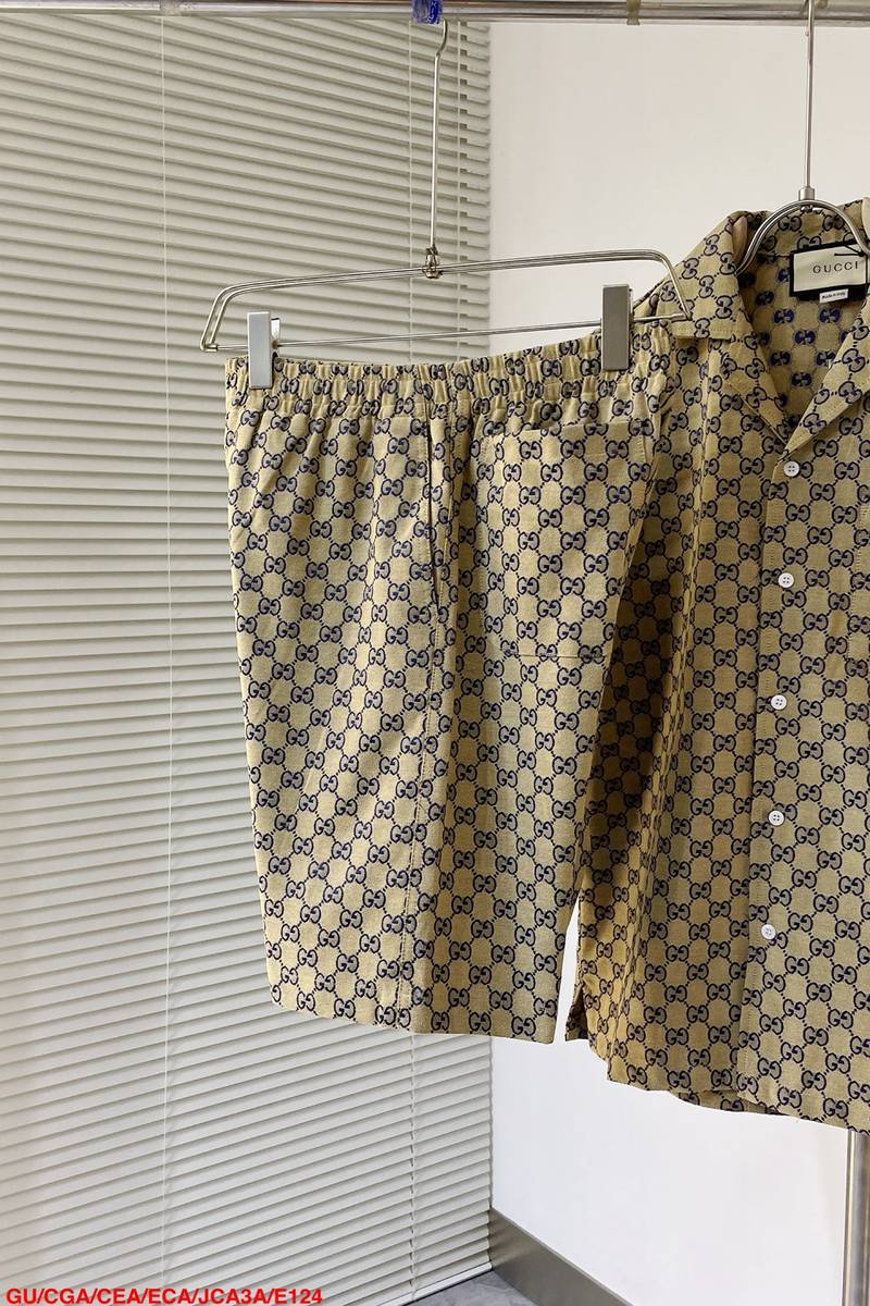 Gucci gg linen blend canvas shirt+gg supreme linen shorts