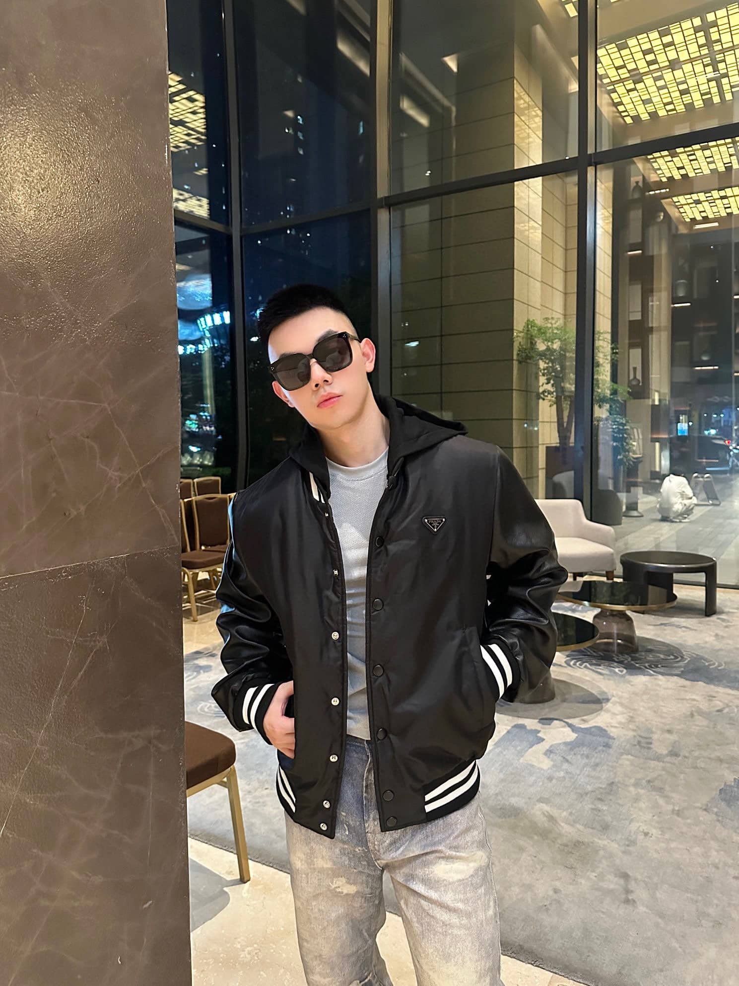 Oversized Re-Nylon bomber jacket