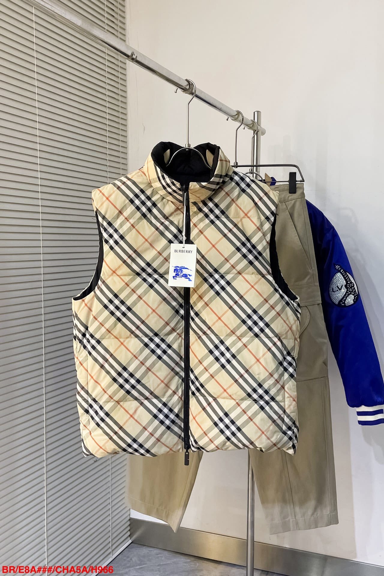 Reversible Check Nylon Padded Gilet