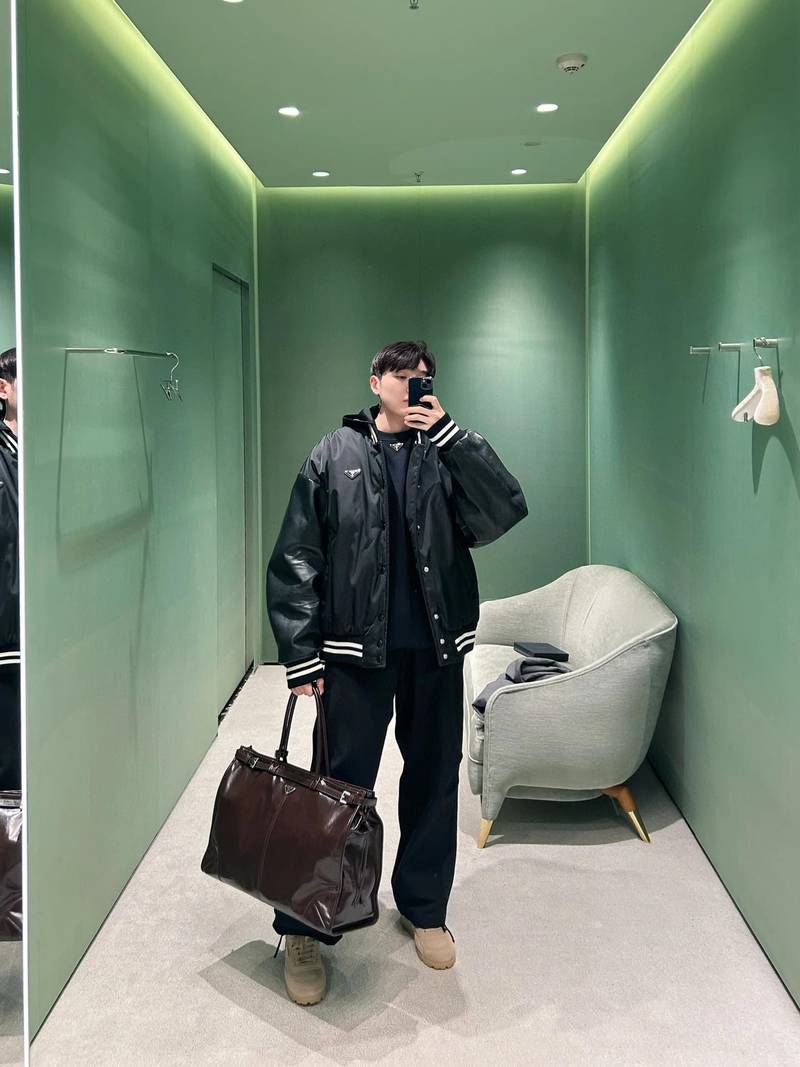 Oversized Re-Nylon bomber jacket