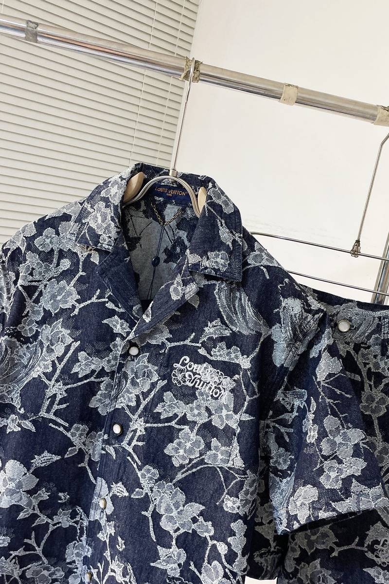 LV Short-Sleeved Denim Shirt+Denim Shorts