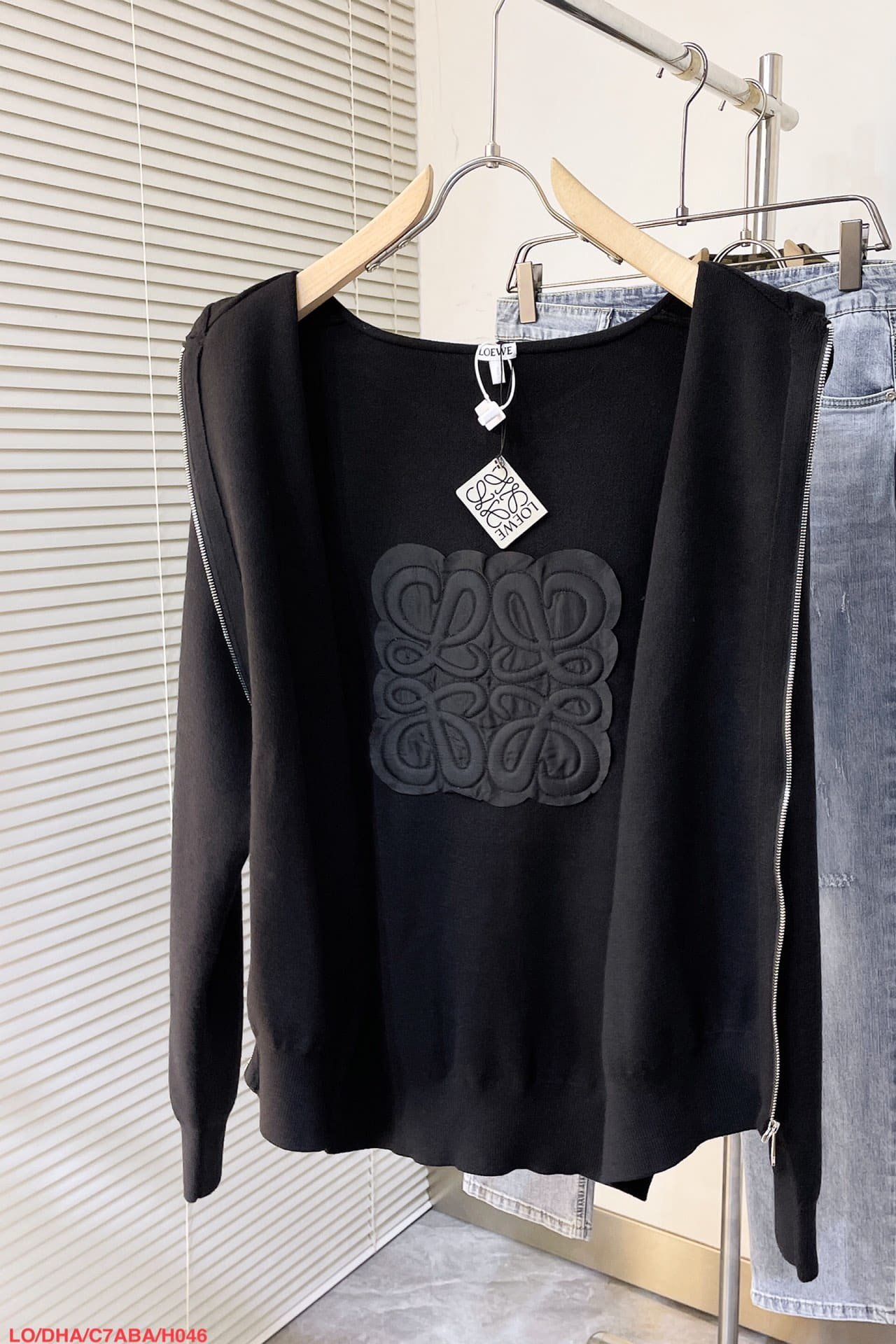Anagram zip-up hoodie in wool