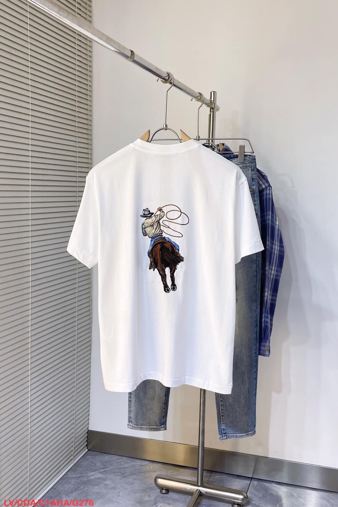 LV Graphic Embroidered Cotton T-Shirt