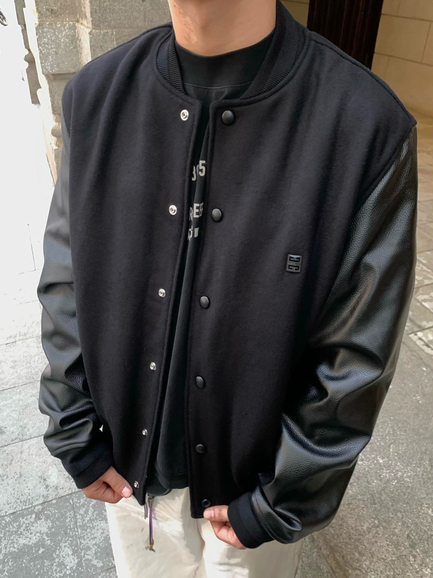 Varsity jacket in wool and leather with 4G detail