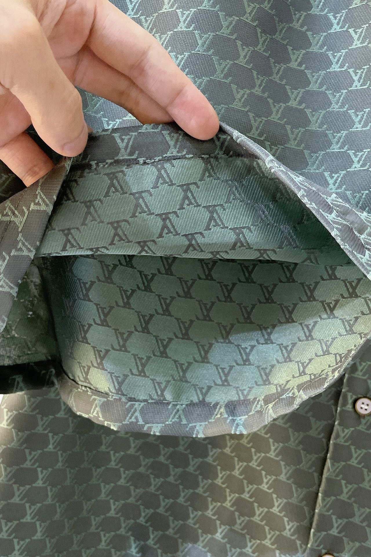 LV Short-Sleeved Jacquard Silk-Blend Shirt