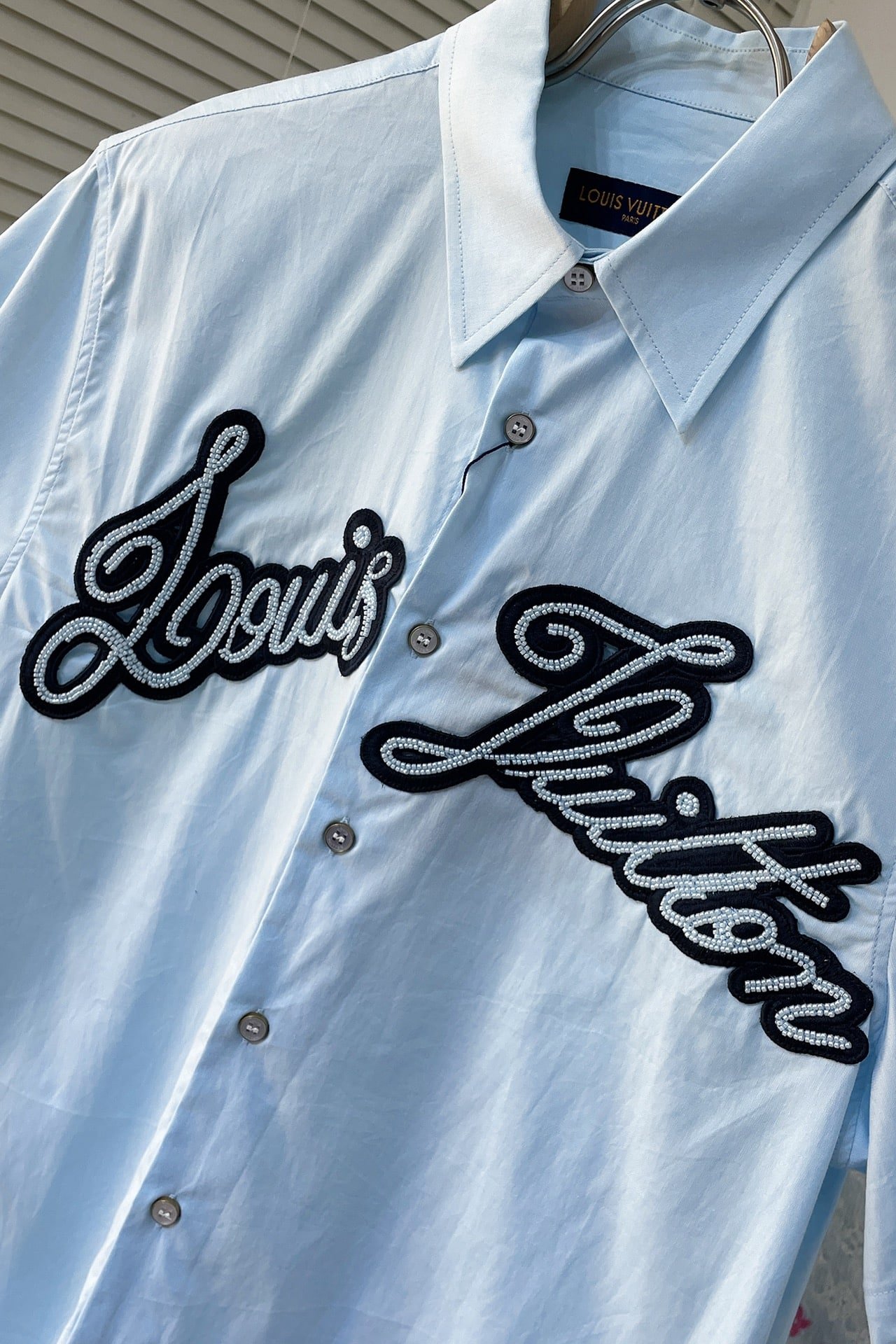 LV Embroidered Short-Sleeved Cotton Shirt