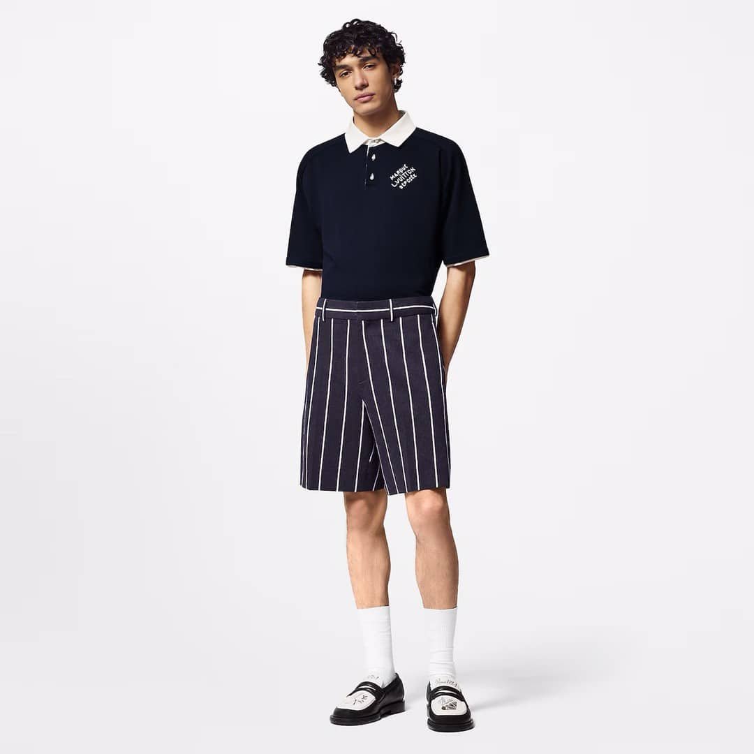 LV Embroidered Short-Sleeved Cotton Blend Polo Shirt