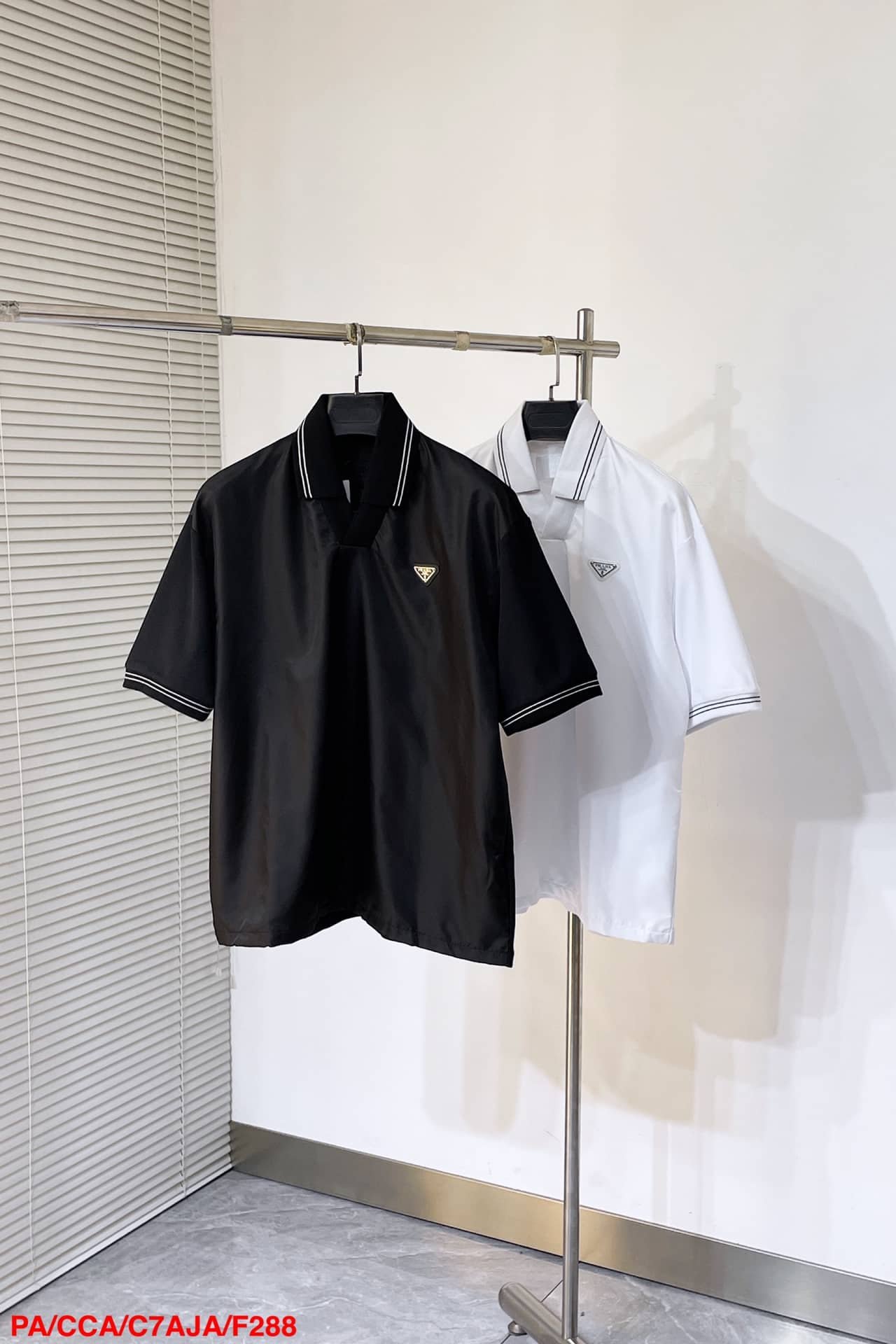 Prada Piqué polo shirt with Re-Nylon detail