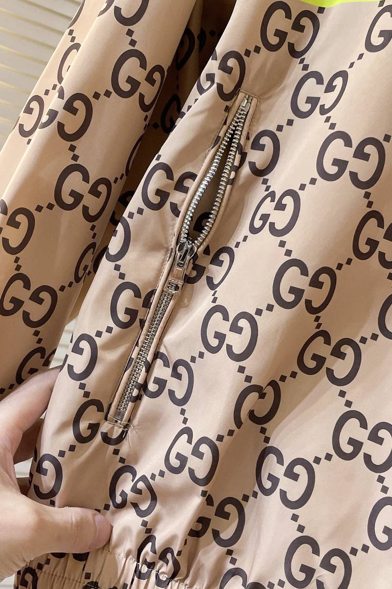 Gucci light nylon GG print hooded jacket+shorts