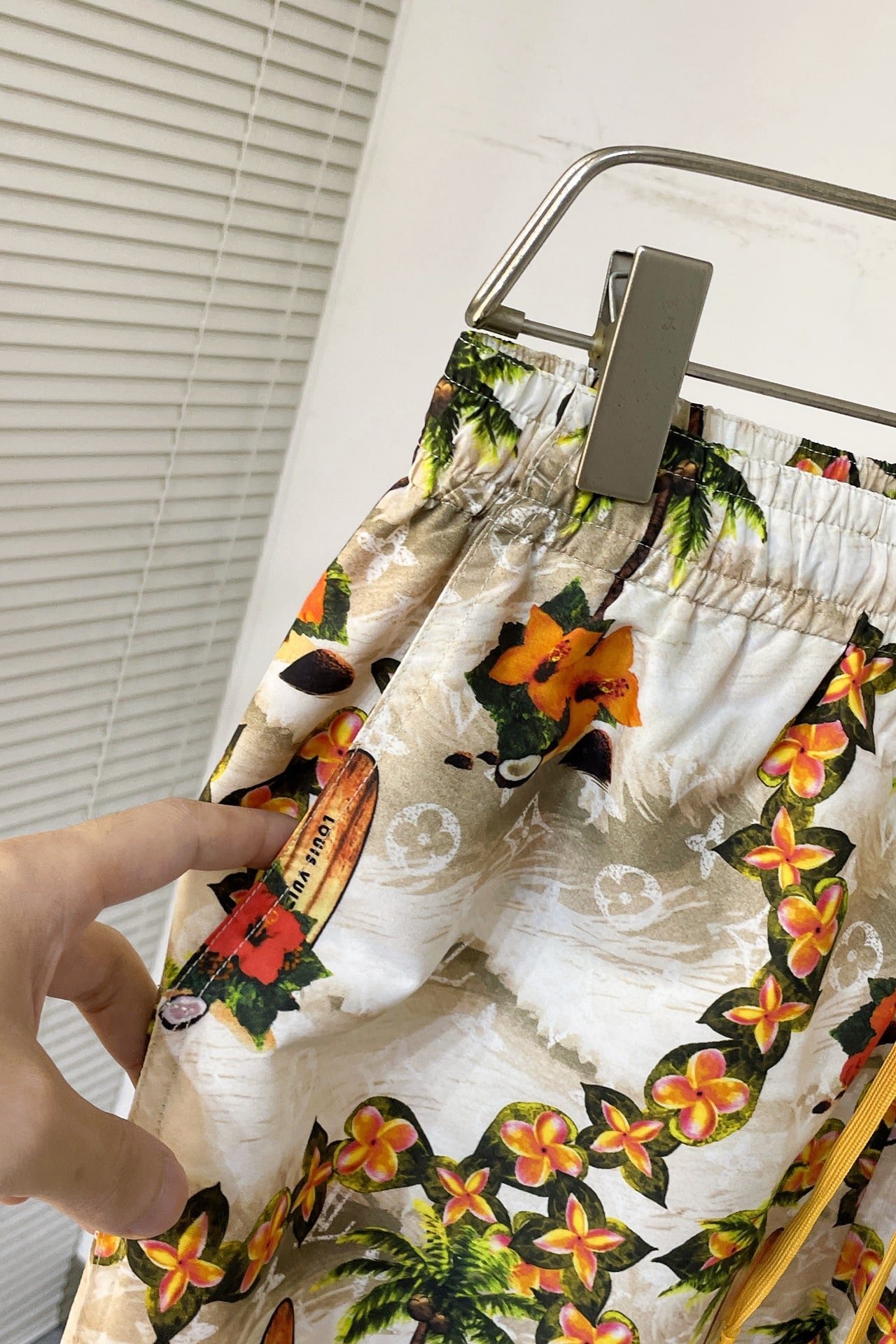 LV Monogram Short-Sleeved Silk Shirt +Monogram Silk Drawstring Shorts