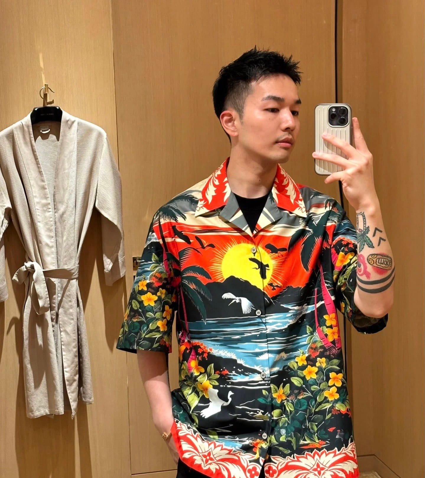 LV Printed Short-Sleeved Cotton Shirt