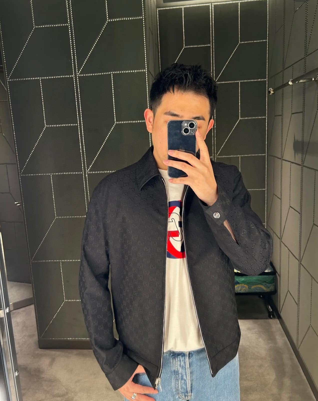 Reversible GG jacket