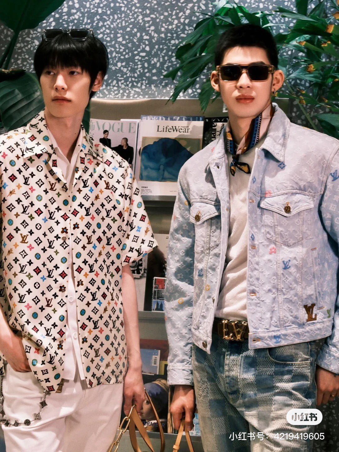 LV Monogram Printed Short-Sleeved Silk Shirt+Monogram Printed Silk Shorts