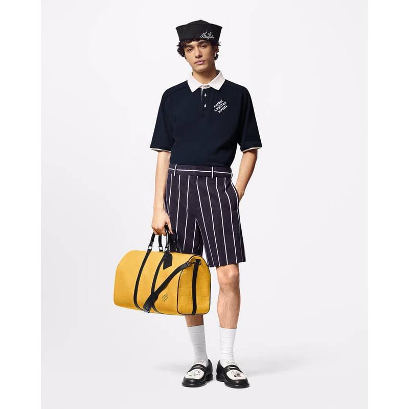 LV Embroidered Short-Sleeved Cotton Blend Polo Shirt
