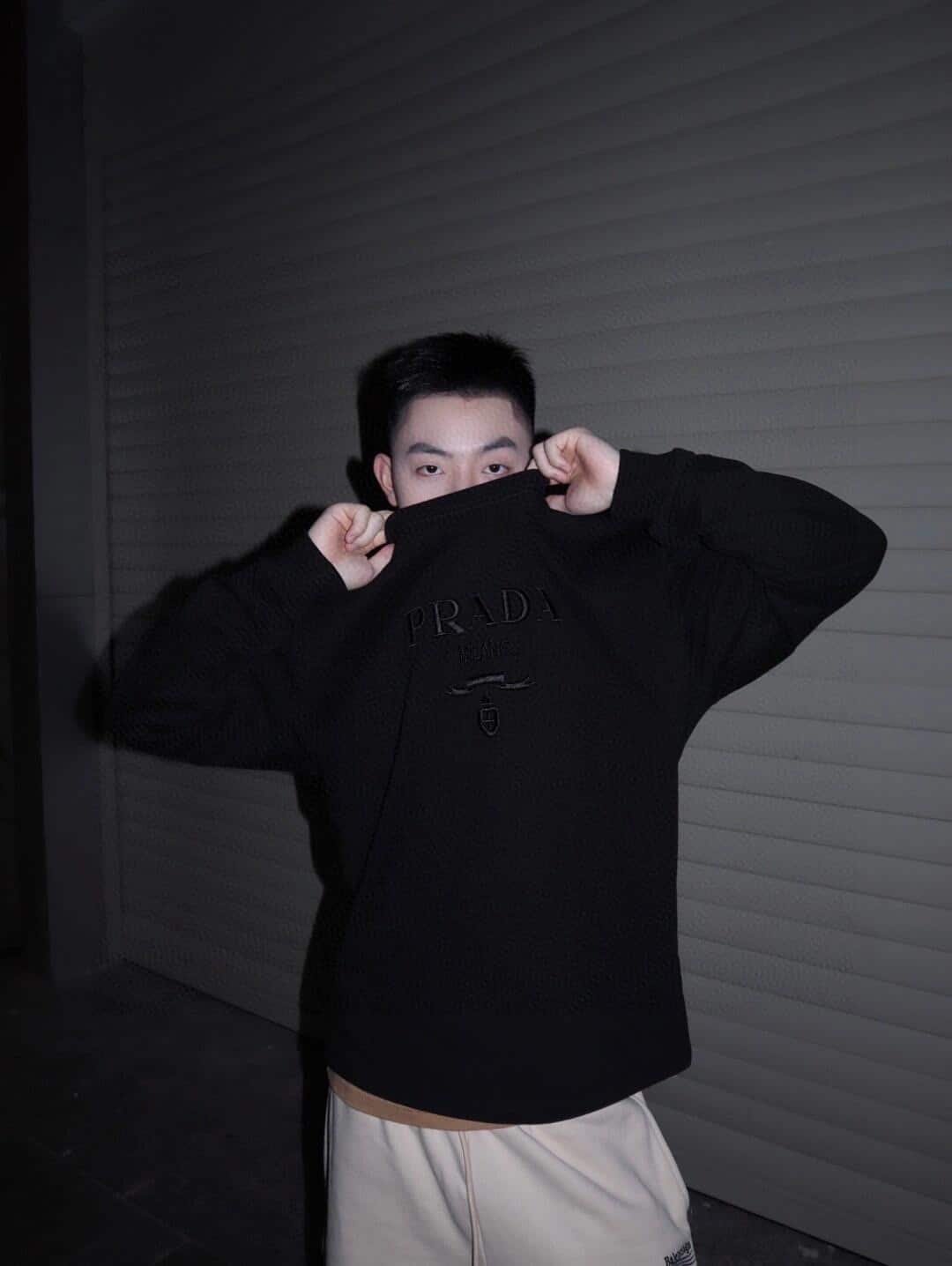Prada Embroidered Long Sleeve T-Shirt