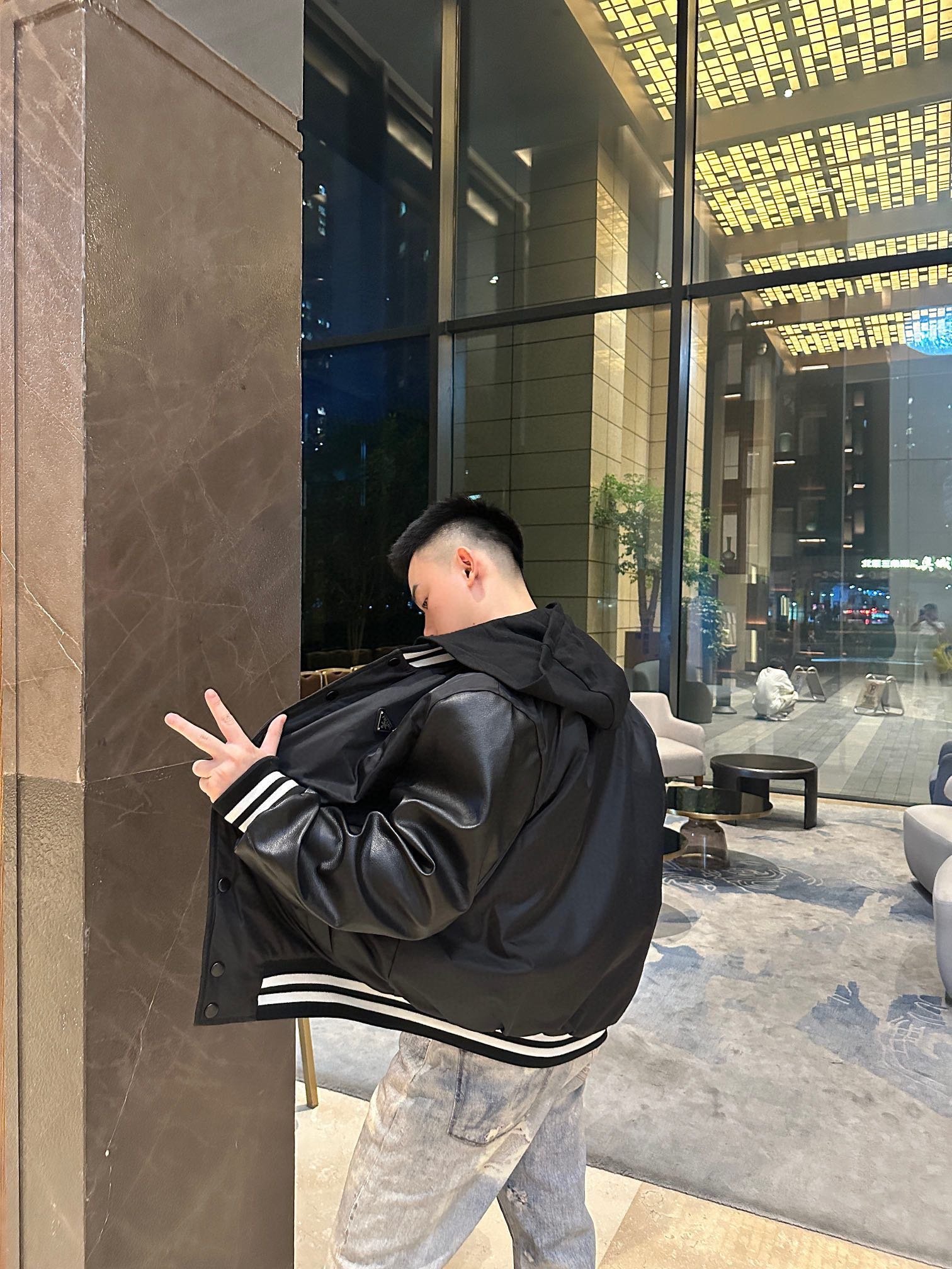 Oversized Re-Nylon bomber jacket