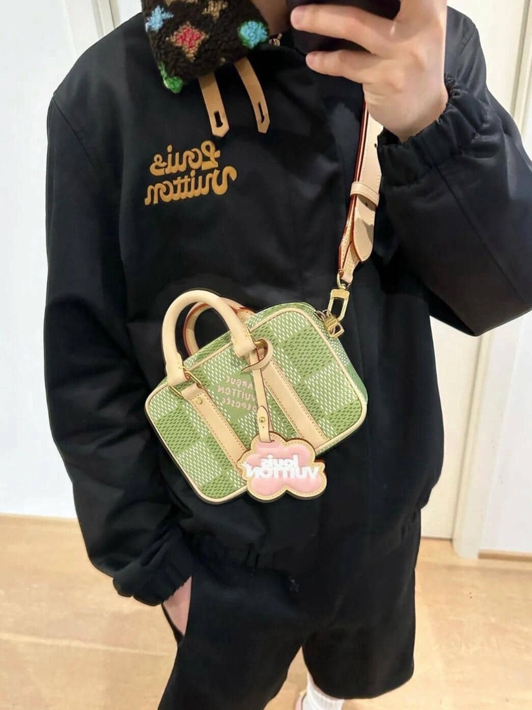 Cotton Aviator Jacket With Monogram Fleece Collar