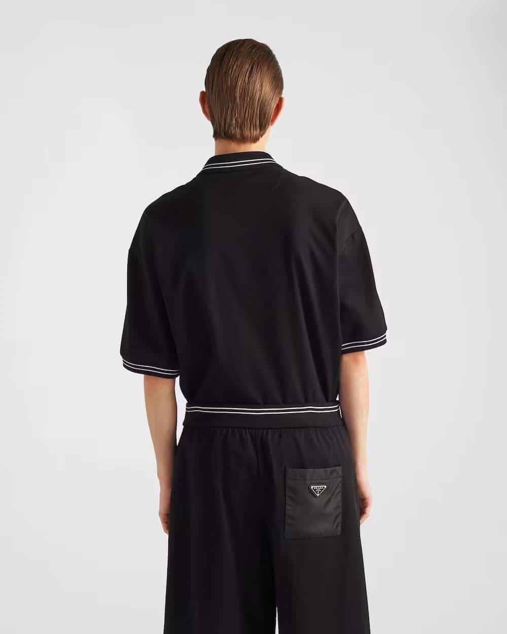 Prada Piqué polo shirt with Re-Nylon detail
