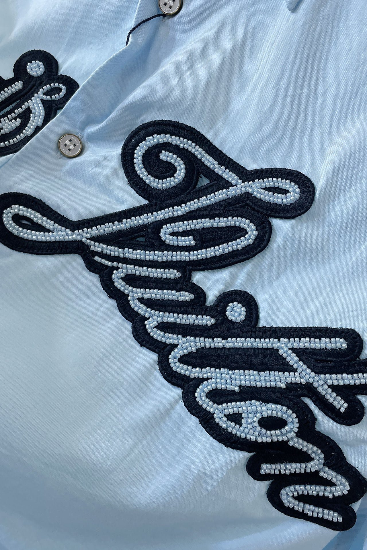 LV Embroidered Short-Sleeved Cotton Shirt