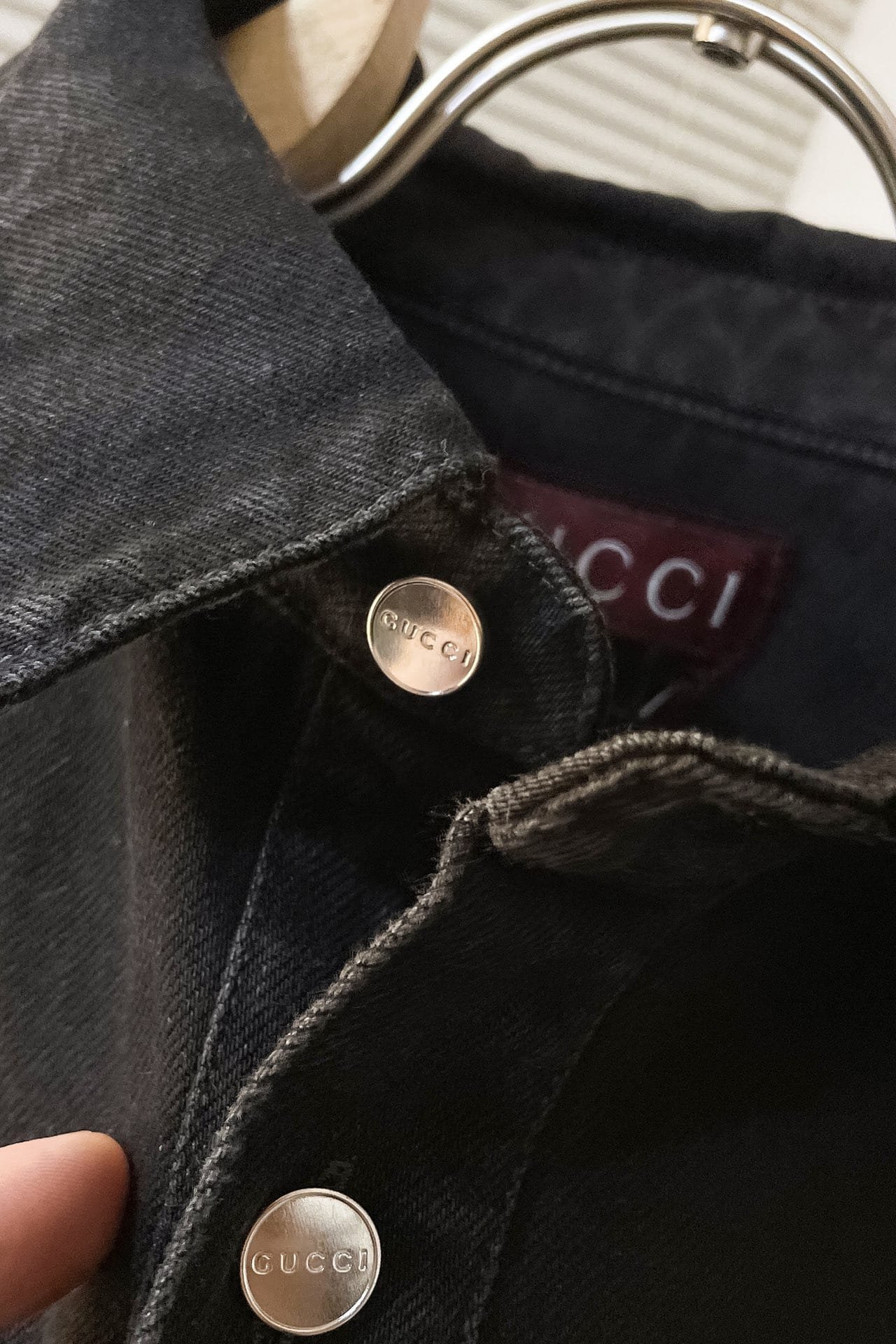 Denim shirt with Gucci embroidery