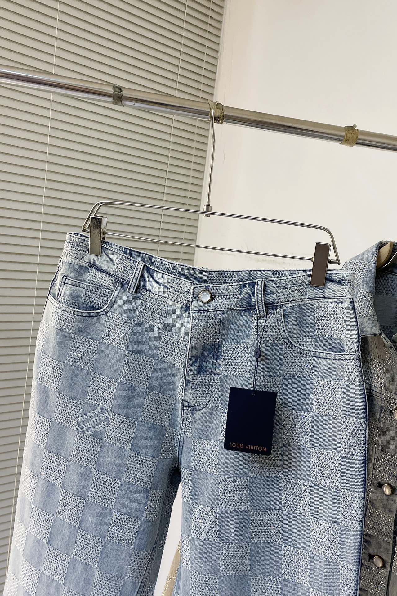 LV crystal denim jacket+pant