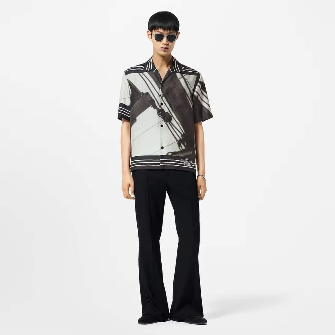 LV Printed Short-Sleeved Silk Shirt