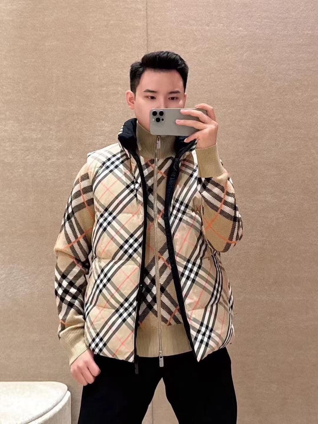 Reversible Check Nylon Padded Gilet