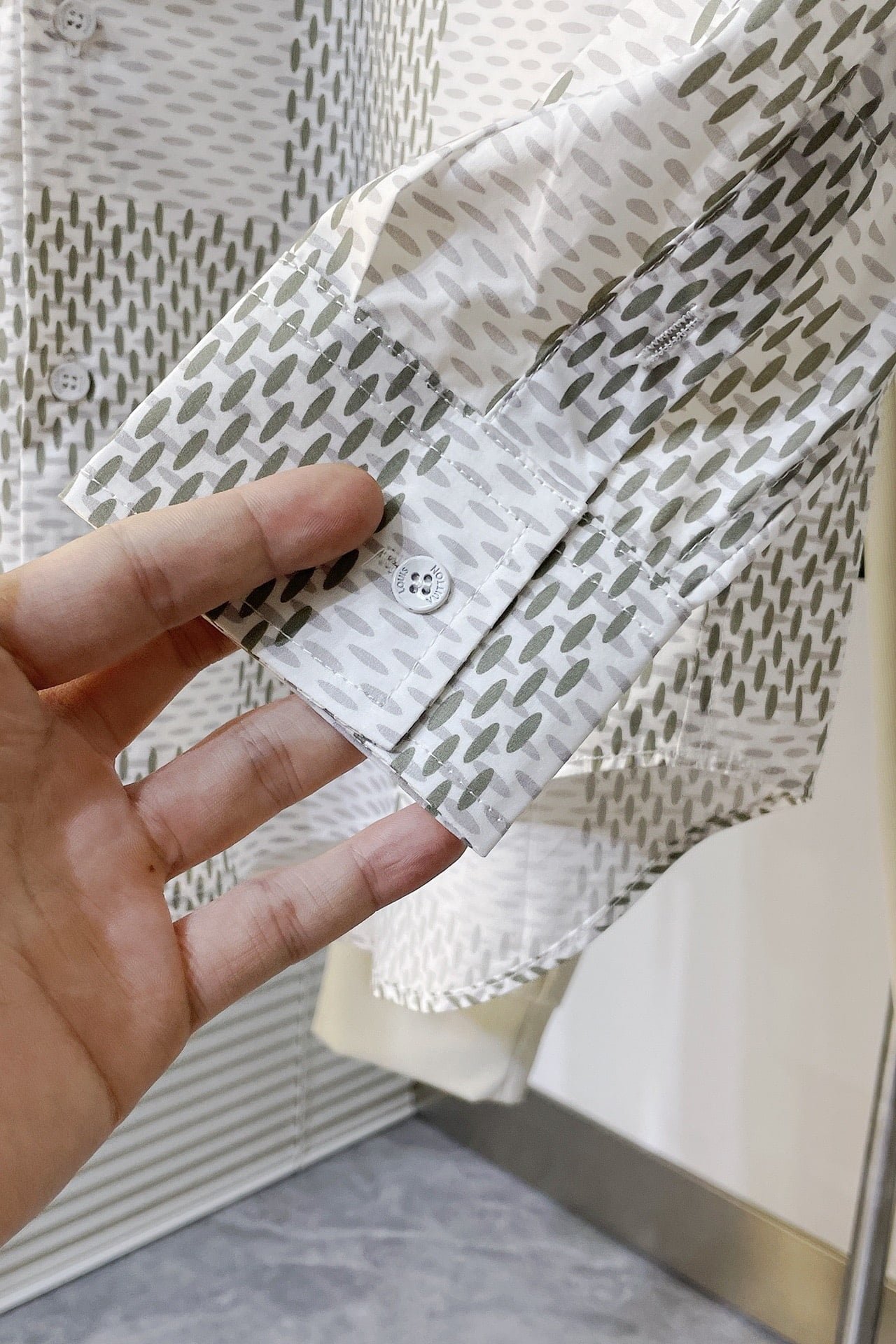 LV Damier Long-Sleeved Classic Cotton Shirt