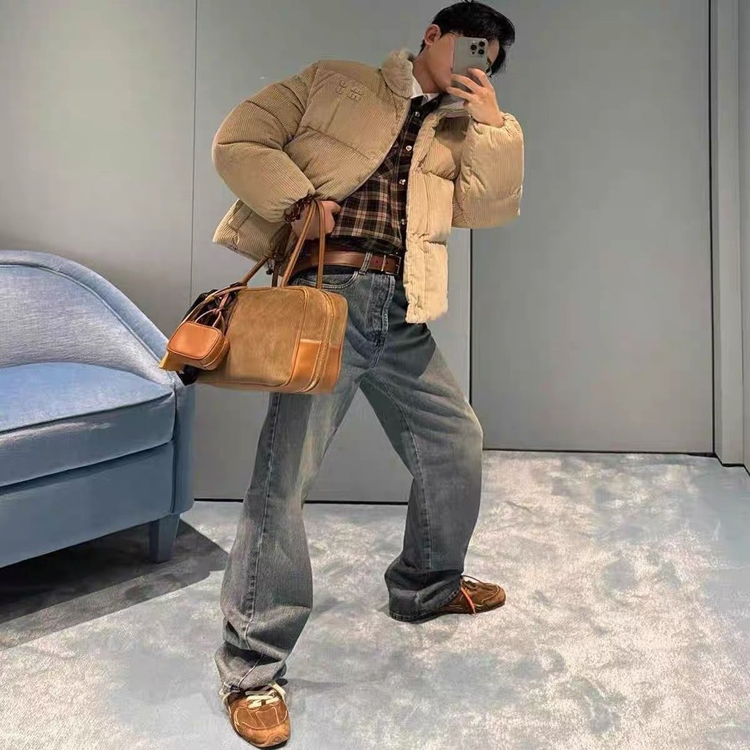 Corduroy down jacket