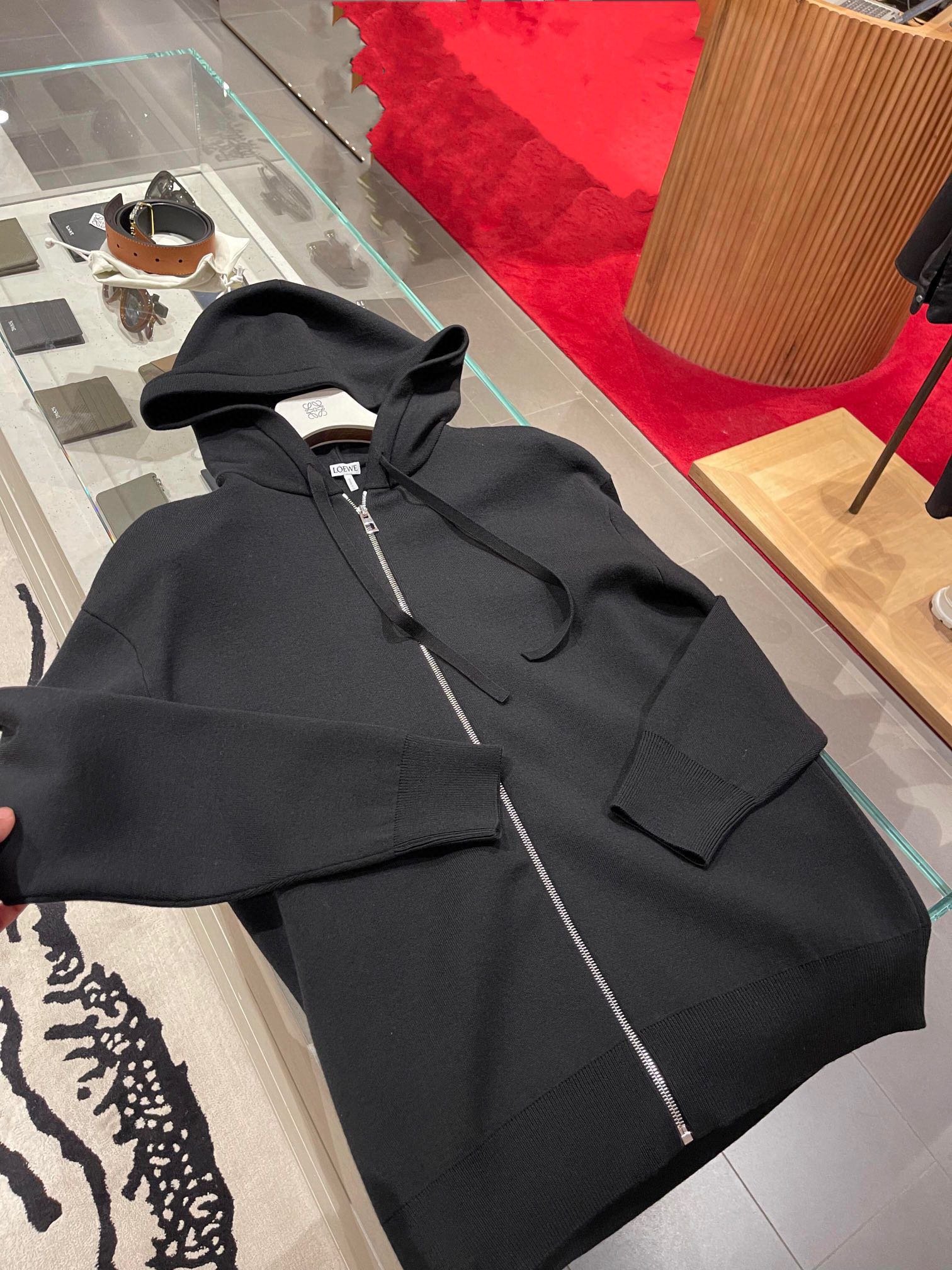 Anagram zip-up hoodie in wool