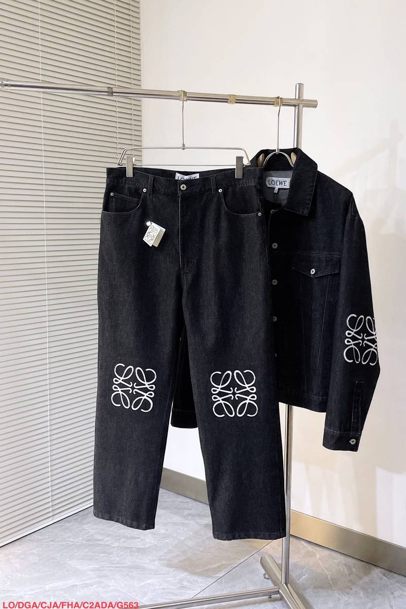 Loewe Anagram jacket in denim+Anagram baggy jeans in denim