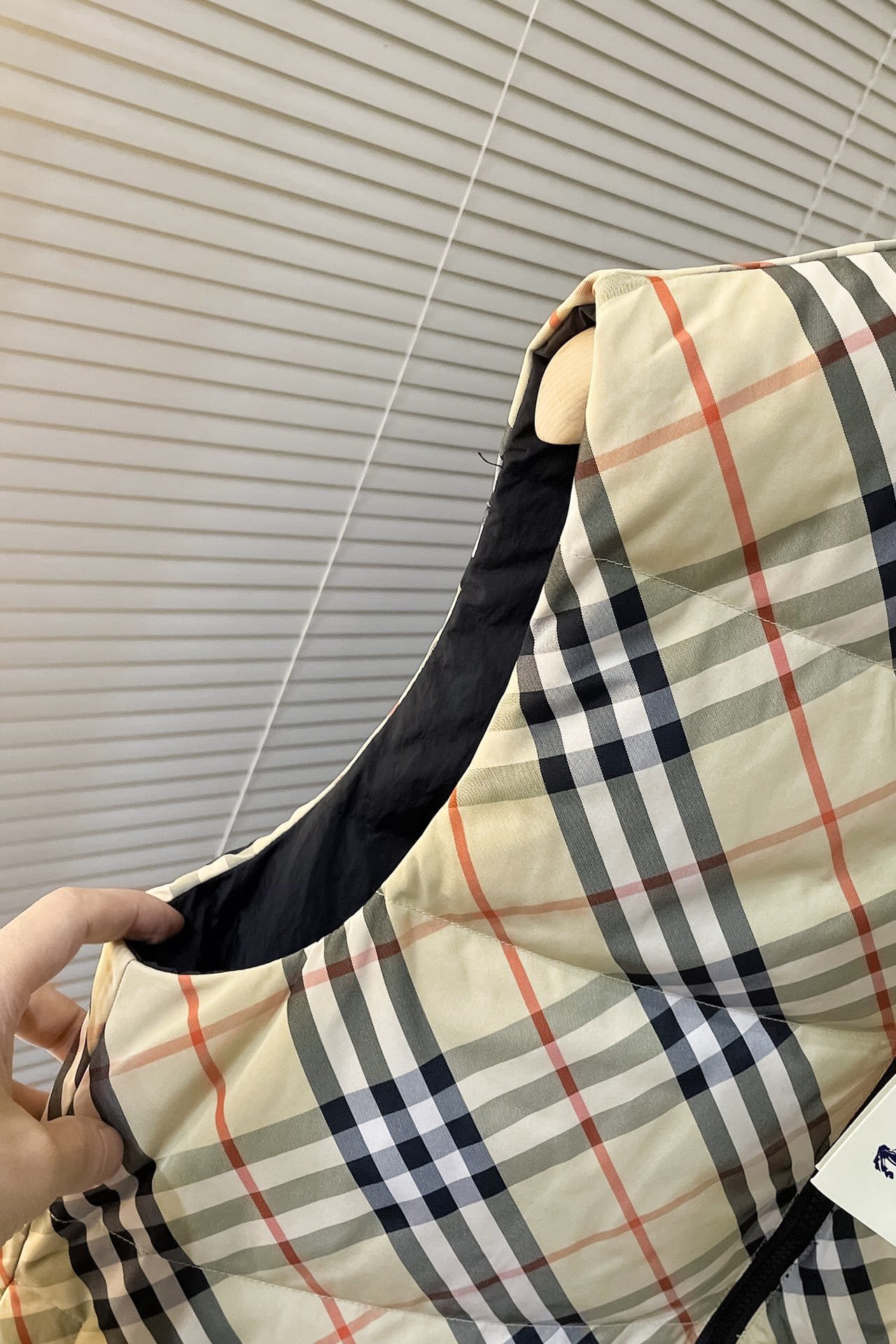 Reversible Check Nylon Padded Gilet