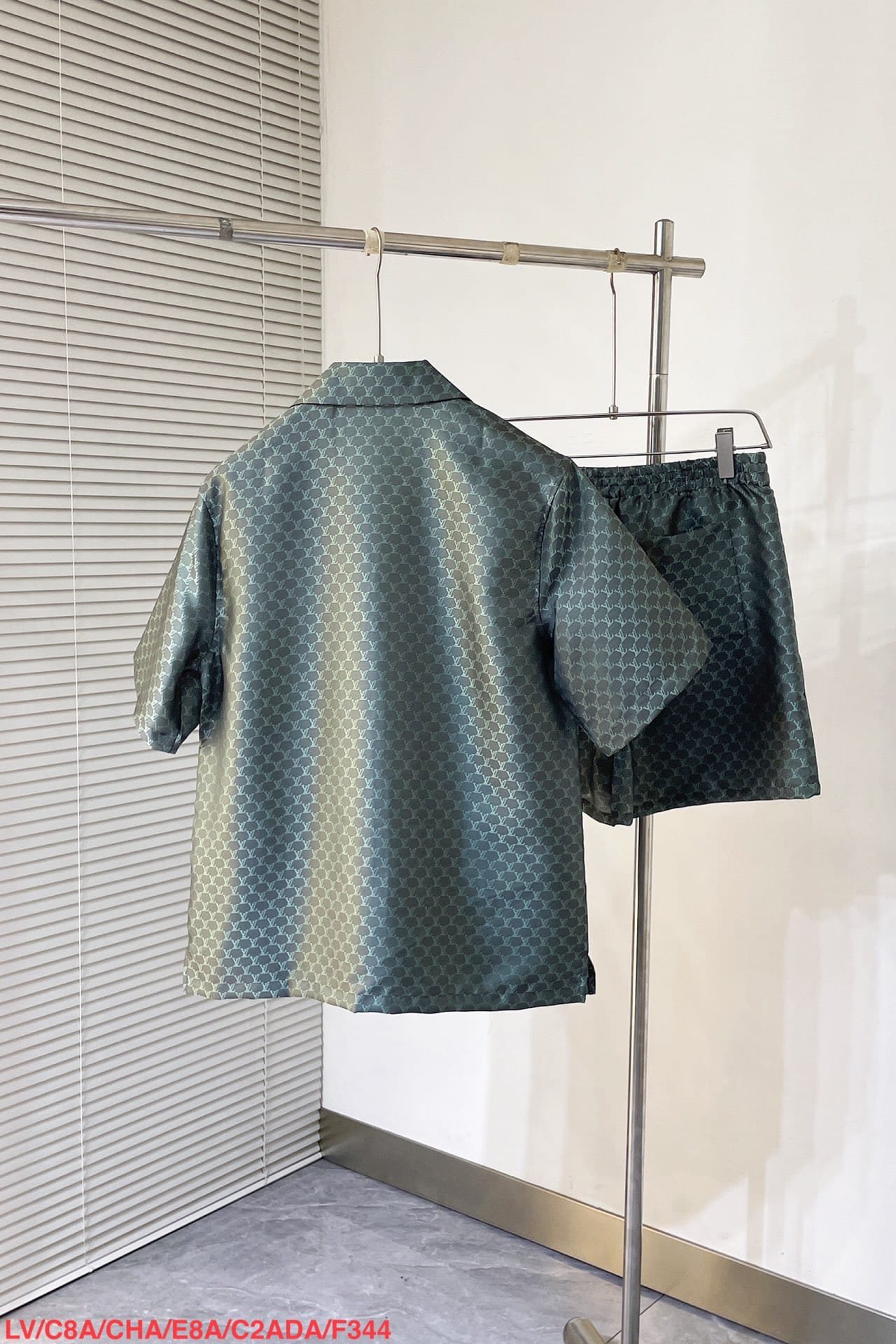 LV Short-Sleeved Jacquard Silk-Blend Shirt