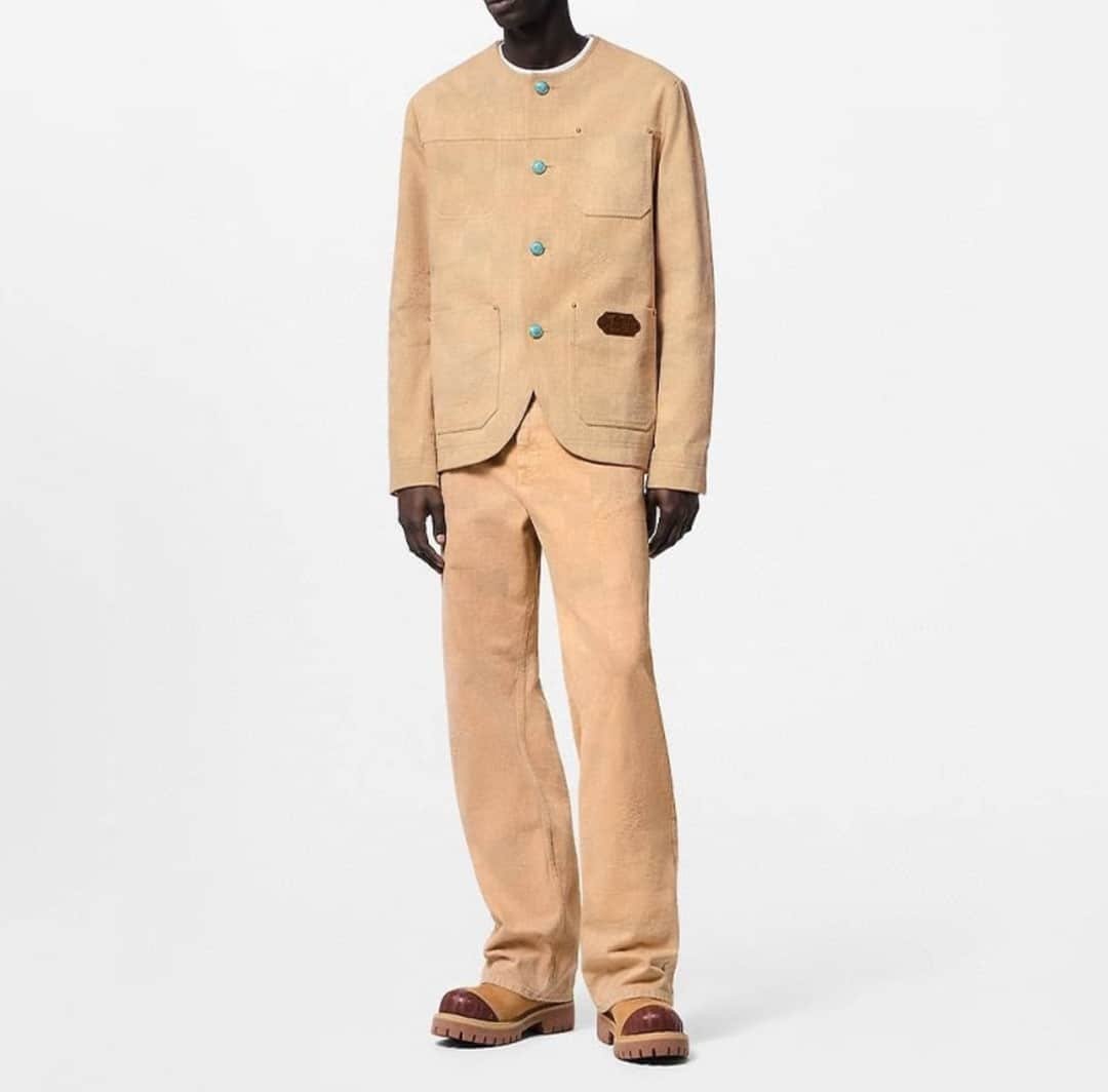 Damier Collarless Workwear Cotton Jacket+Pants
