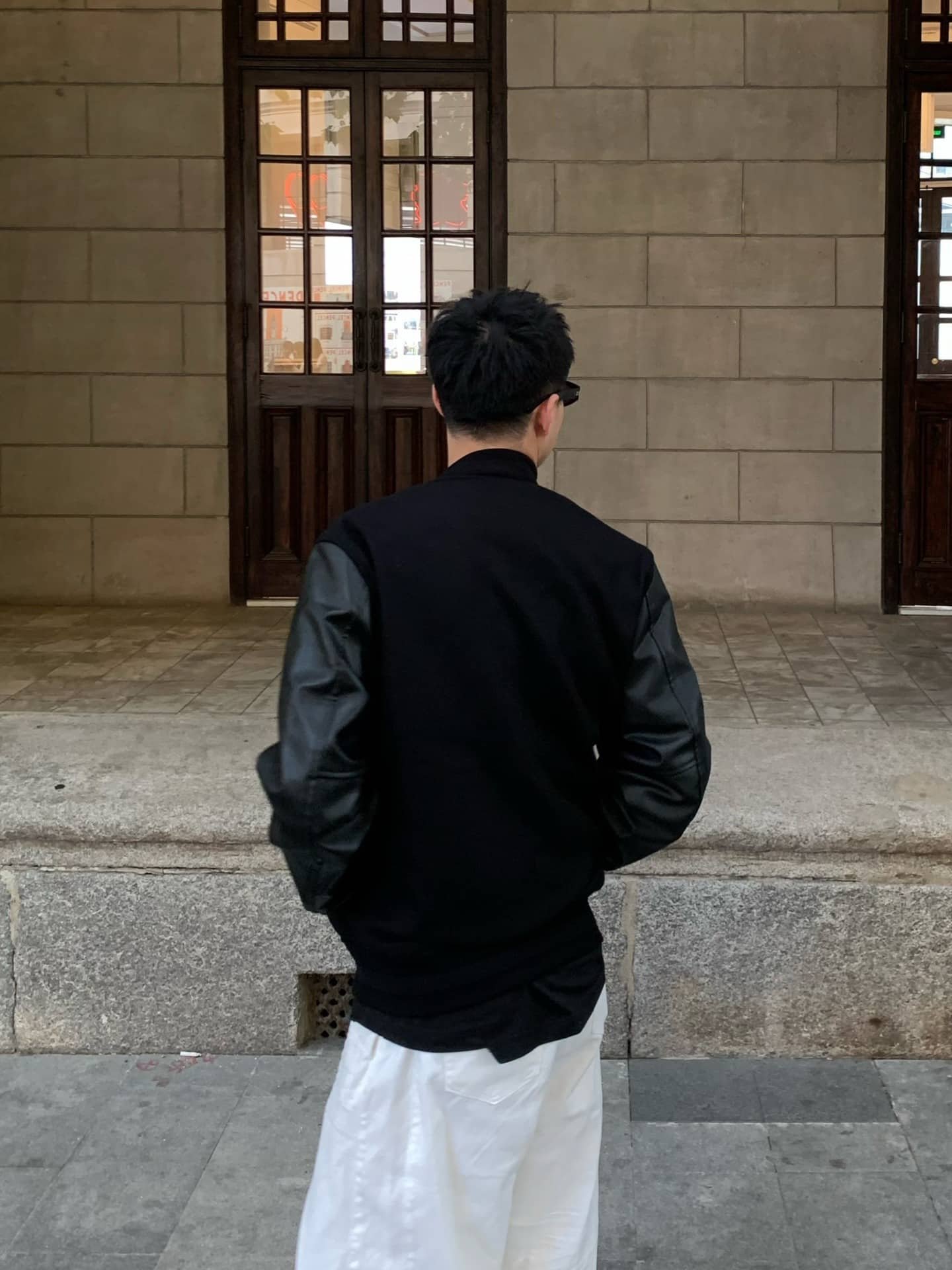 Varsity jacket in wool and leather with 4G detail