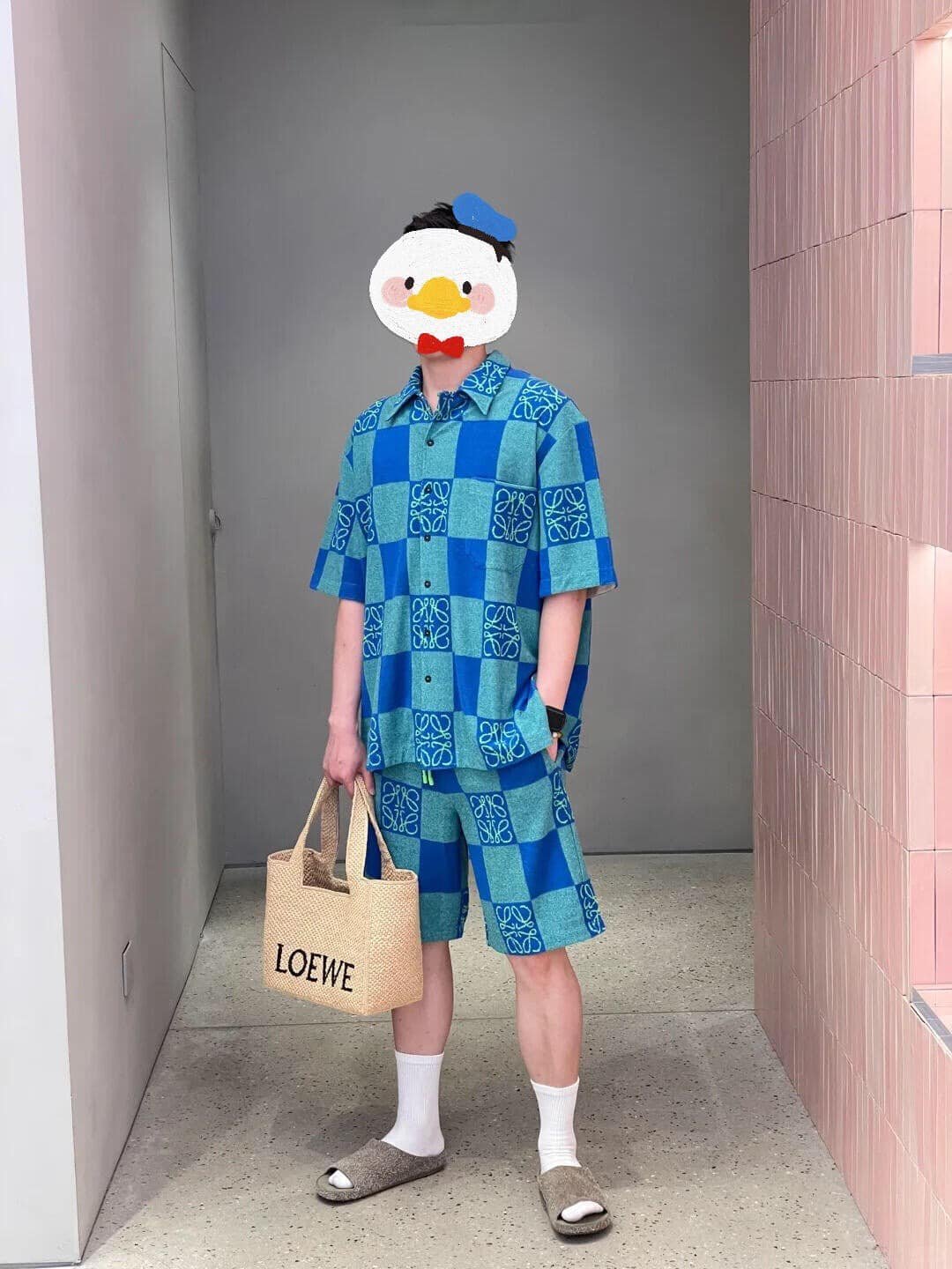 Loewe Short sleeve shirt in terry cotton jacquard+Shorts in terry cotton jacquard